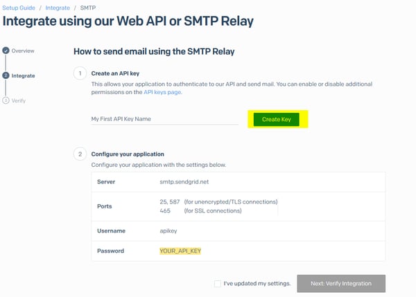 API or SMTP relay